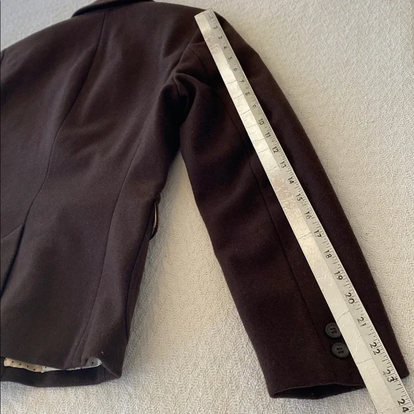 J. Crew Wool Chocolate Brown Blazer with Polka Dot Lining Vintage Classic - Picture 11 of 12